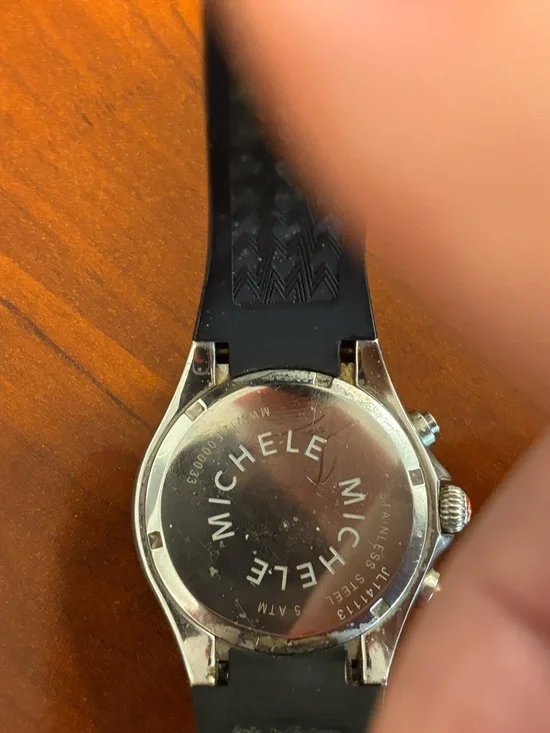 Michele Silver Dial Chronograph Bracelet Watch with Black Strap - Picture 3 of 6